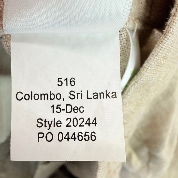 Lilly Pulitzer Linen Blend Wide Leg Pants Tan Size 4 Gold Button Detail - Picture 8 of 11